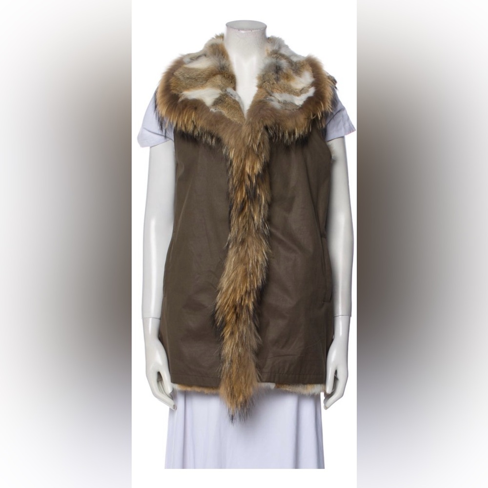 Diomi Brown Rabbit Fur Trimmed Women's Coat